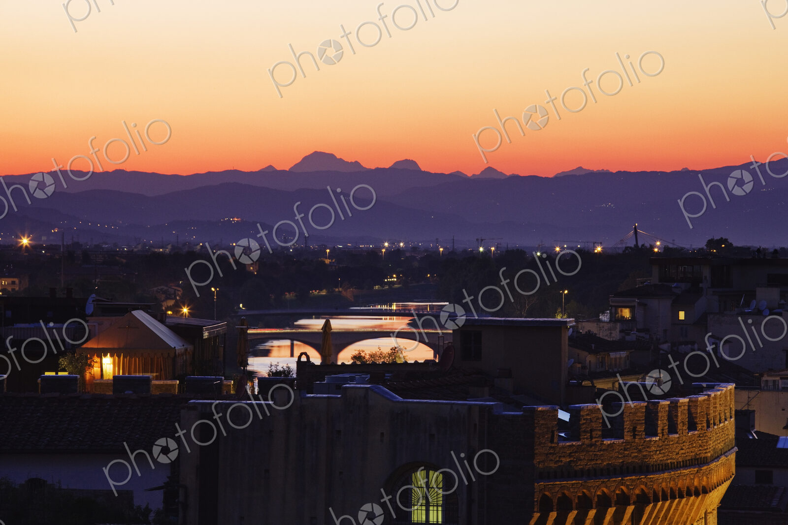 Florence and the River Arno at Dusk