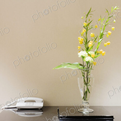 Flowers and Telephone on a Table