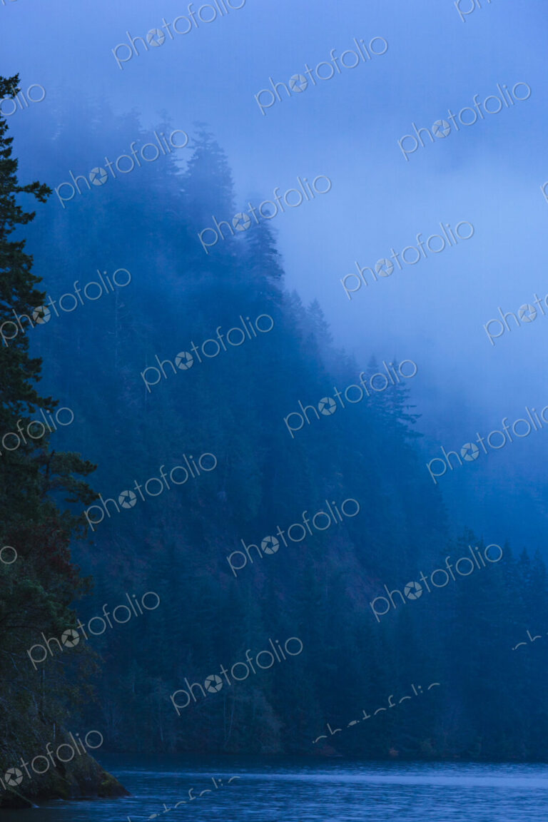 Fog over Lake Crescent, Olympic National Park, WA, USA