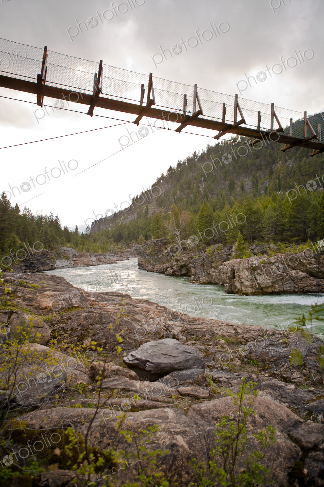 Footbridge Crossing River