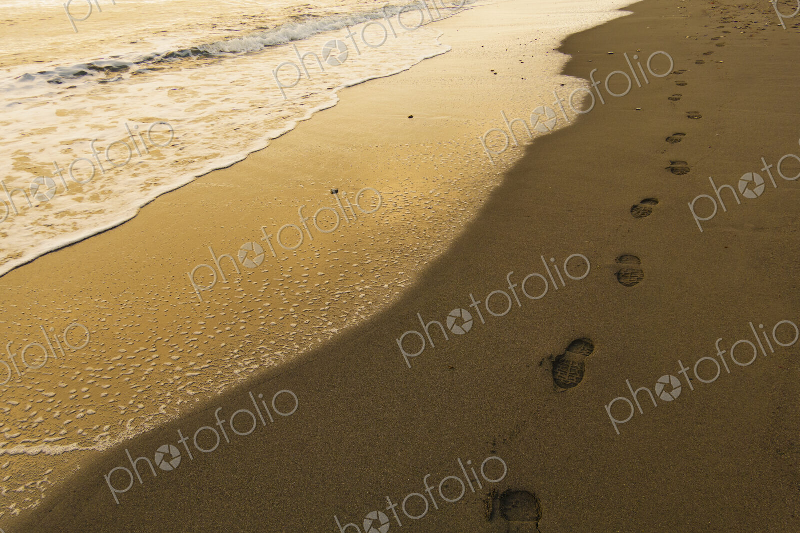 Footprints of a person on a beach, Freshwater Bay.