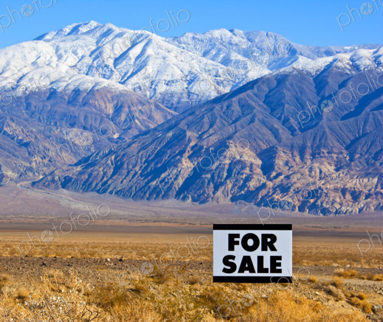 For Sale Sign in Mountainous, Desert Landscape