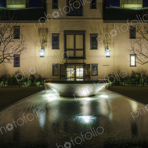 Fountain in front of winery, Napa, California, United States