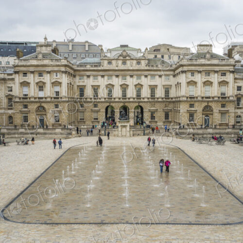 Fountains in the courtyard of Somerset House, London, UK. Fountains in the courtyard of Somerset House, London, UK.