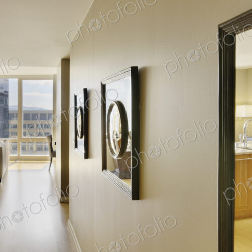 Framed Mirrors on Wall of Upscale Home Interior Framed Mirrors on Wall of Upscale Home Interior