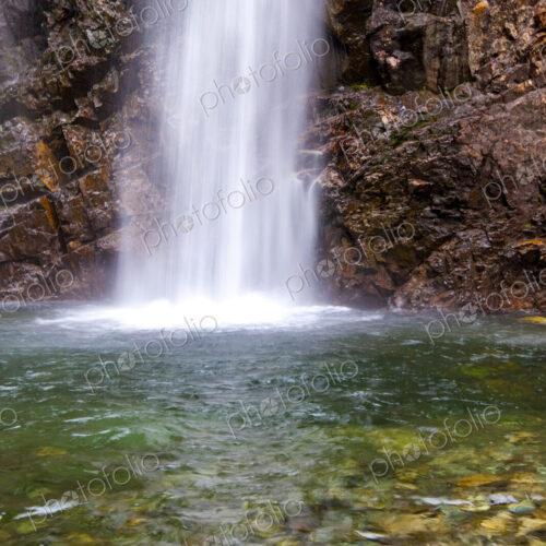 Franklin Falls, Snoqualmie National Forest, a cascade of water into a pool.