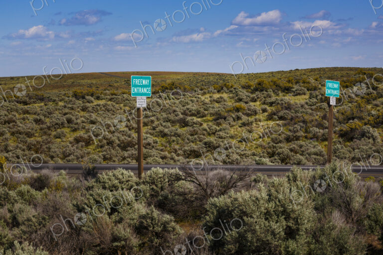 Freeway Entrance signs, Kittitas County, Washington State.