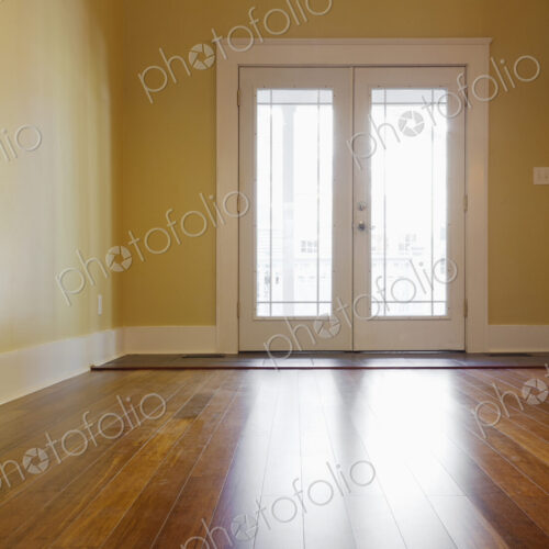 French doors and hardwood floors in new house