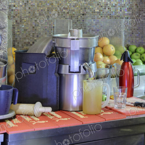 Fresh fruit juice making corner in bar. Fresh fruit juice making corner in bar.