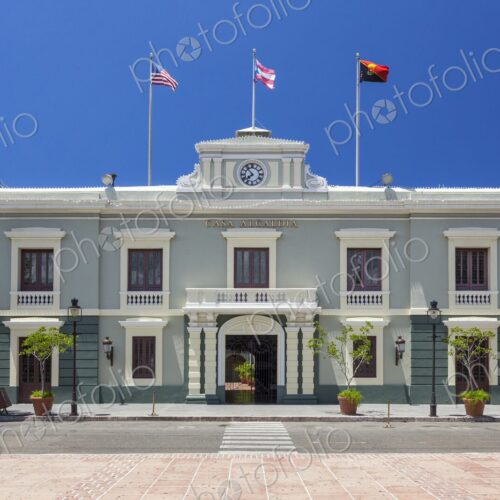 Front view of the Casa Alcaldia, the historic city hall building in Ponce, Puerto… Front view of the Casa Alcaldia, the historic city hall building in Ponce, Puerto…