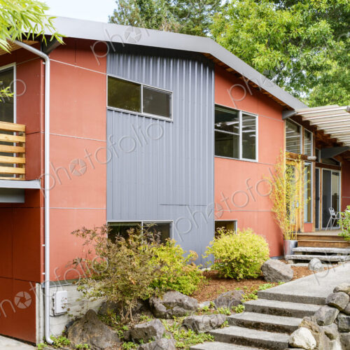 Front walkway and exterior details of modern house Front walkway and exterior details of modern house