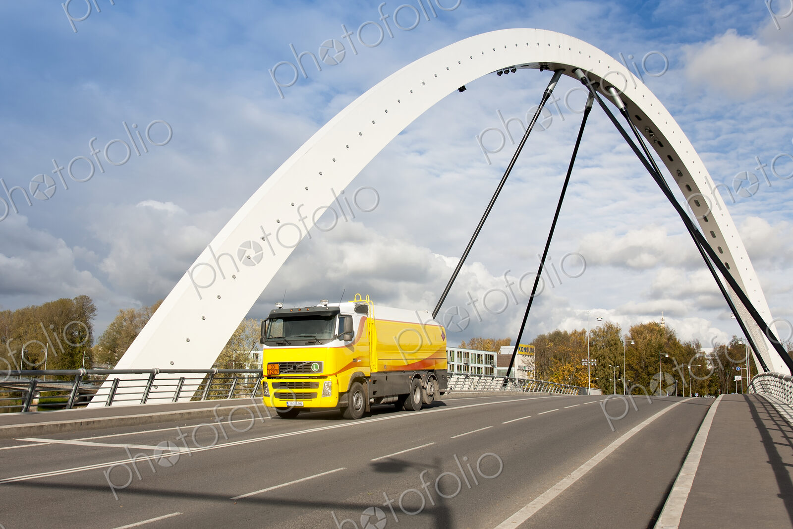 Fuel Truck Crossing a Bridge