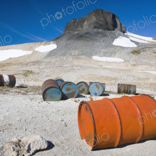 Fuel drums abandoned by miners and left to rust and leak into the wilderness watershed… Fuel drums abandoned by miners and left to rust and leak into the wilderness watershed…