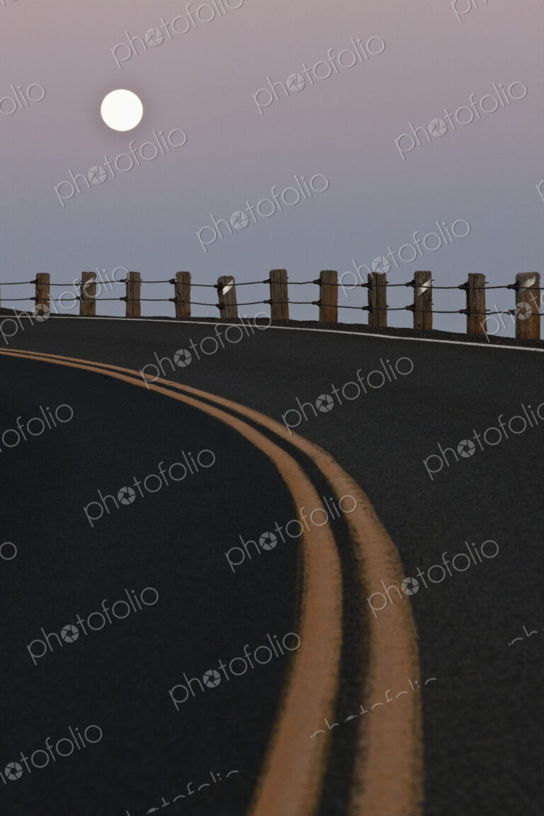 Full Moon Over a Curving Road