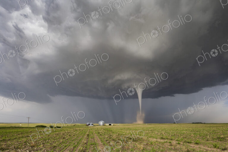 Fully Condensed Tornado, a weather event, clouds and vapour in a whirlwind reaching…
