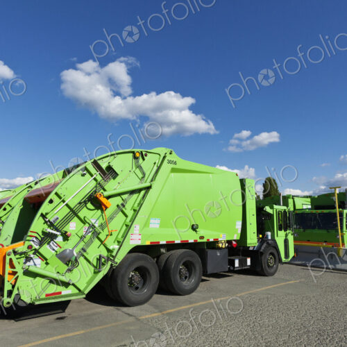Garbage Trucks Parked Garbage Trucks Parked