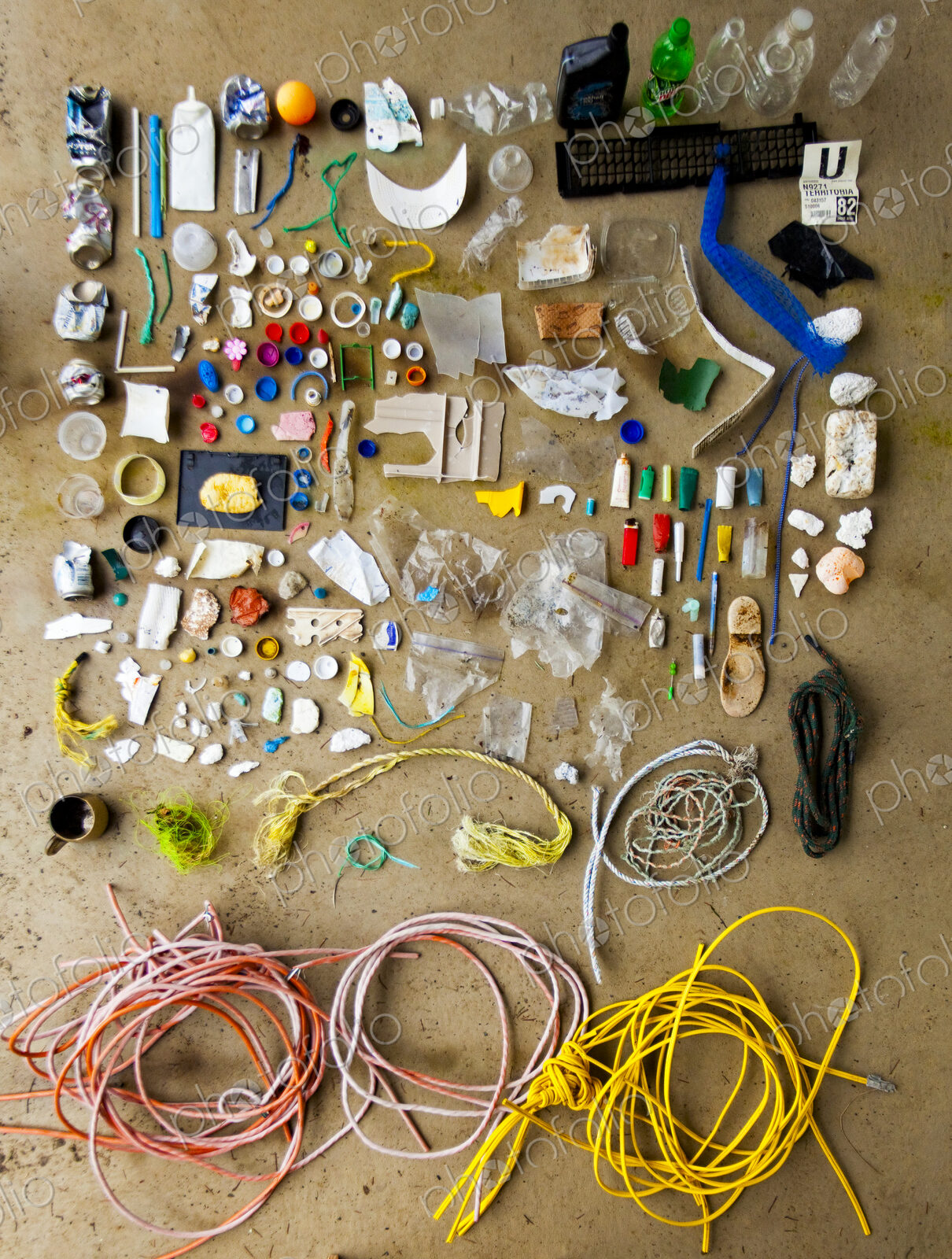 Garbage collected on one day on the beach, from the Elwha River mouth near Port Angeles