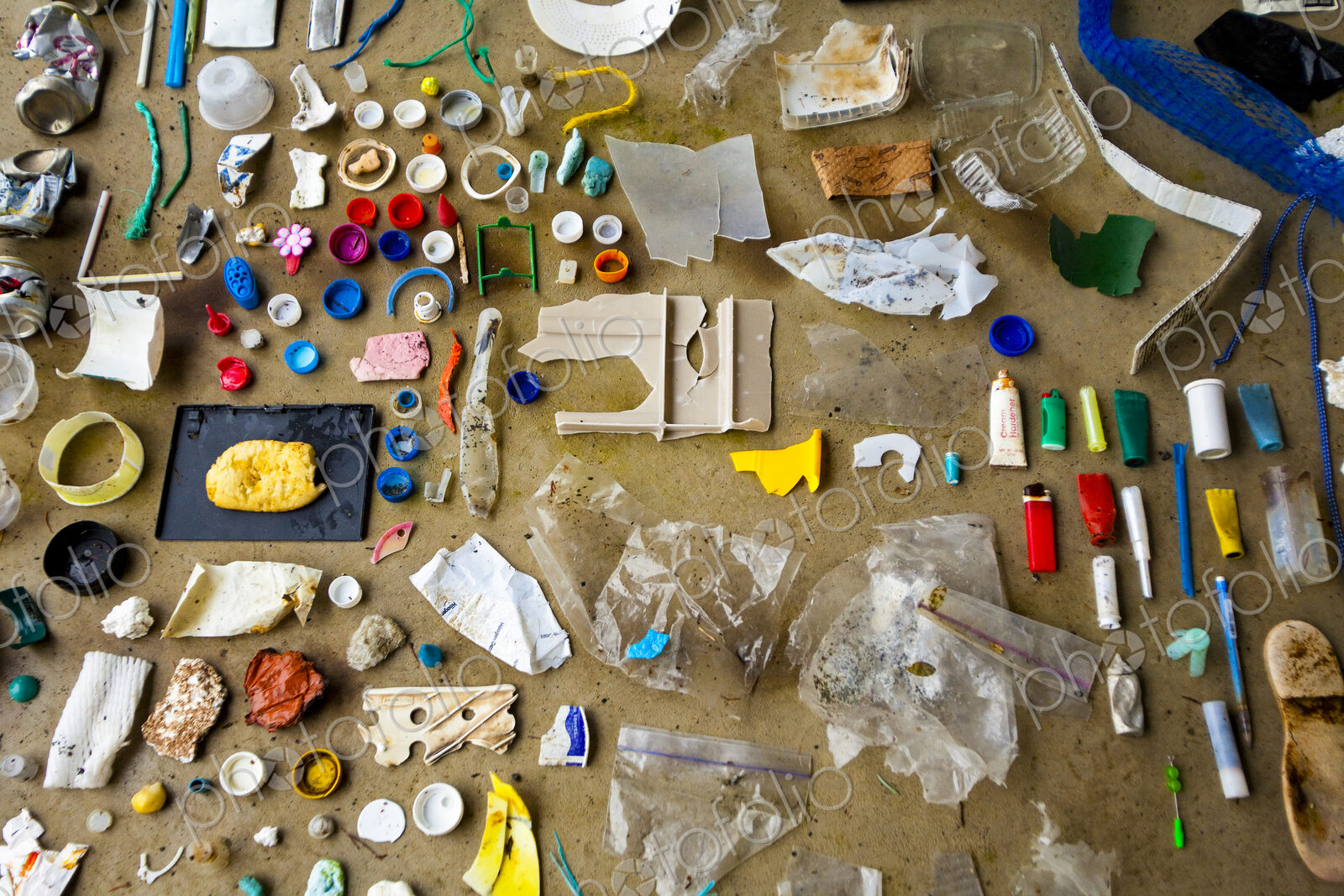 Garbage collected on one day on the beach, from the Elwha River mouth near Port Angeles