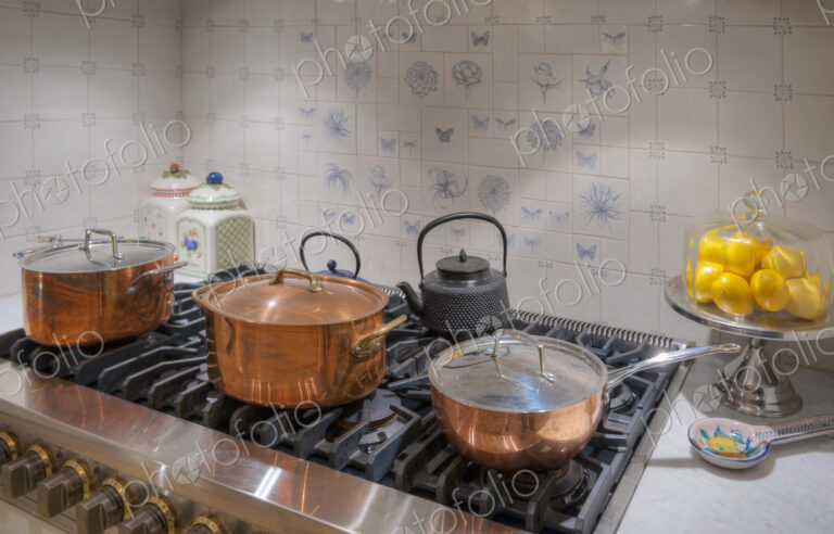 Gas Stove And Copper Pots