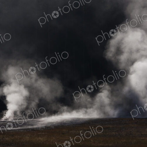 Geothermal activity, and plumes of vapour and steam rising from the ground in… Geothermal activity, and plumes of vapour and steam rising from the ground in…