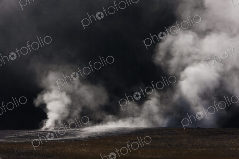 Geothermal activity, and plumes of vapour and steam rising from the ground in…