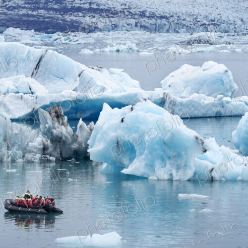 Glacial lake at the head of the Breidamerkurjokull glacier, created after the glacier…