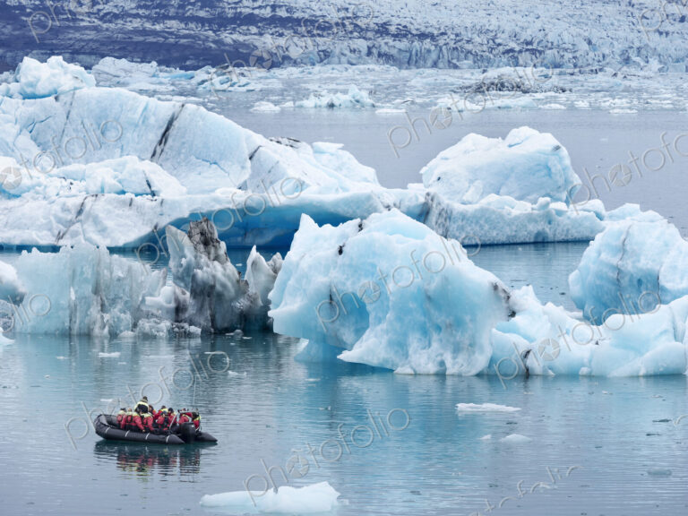 Glacial lake at the head of the Breidamerkurjokull glacier, created after the glacier…
