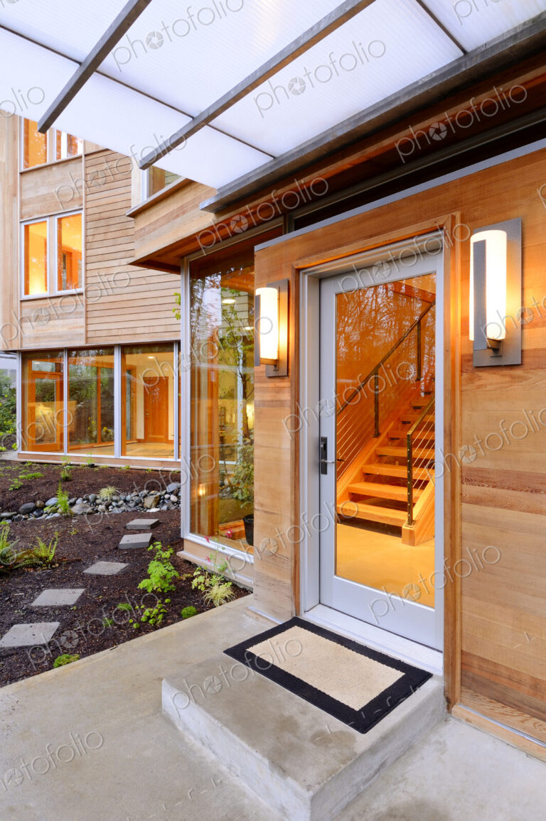 Glass windows and doors of modern house