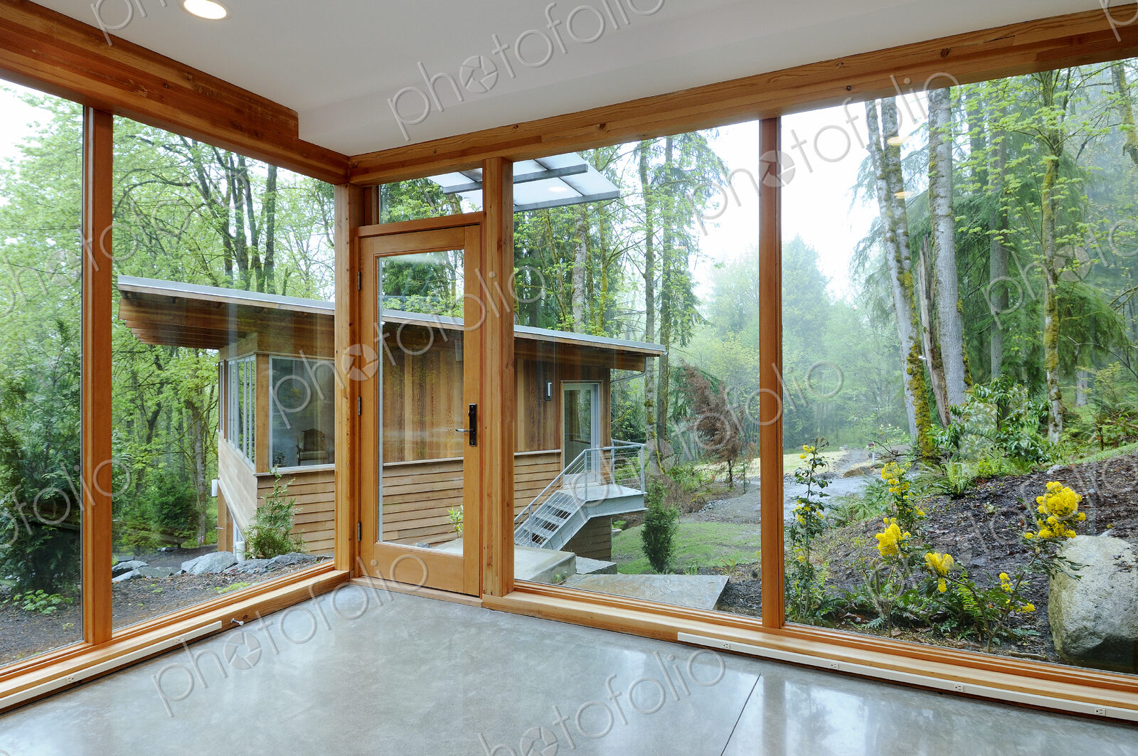 Glass windows in modern home