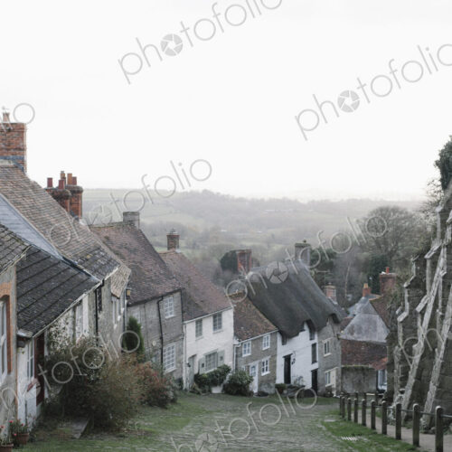 Gold Hill, a steep cobbled street in Shaftesbury, lined with cottages. Gold Hill, a steep cobbled street in Shaftesbury, lined with cottages.