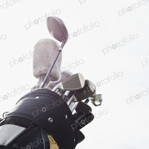 Golf clubs in golf bag. Golf clubs in golf bag.