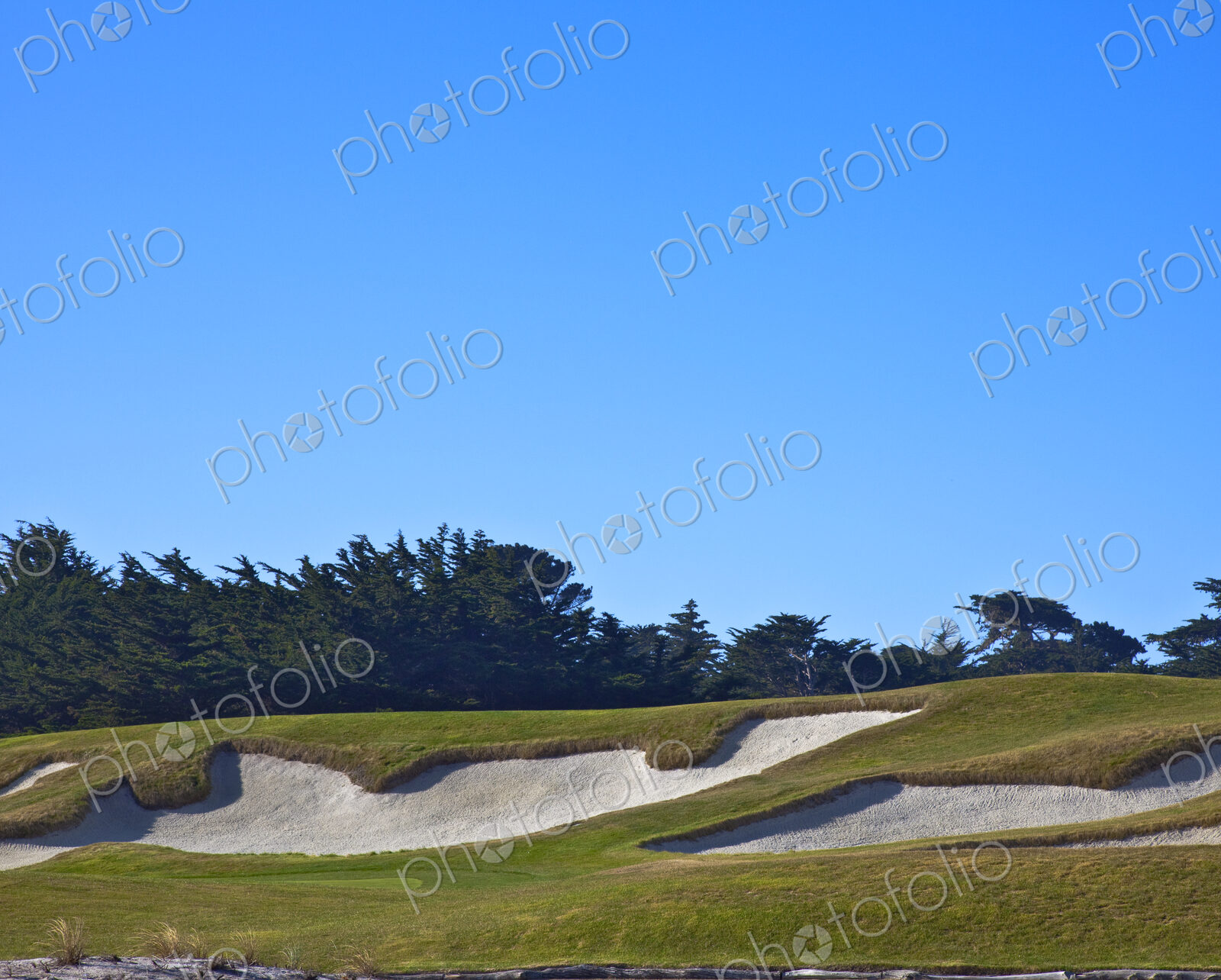 Golf course sand traps, on a course.
