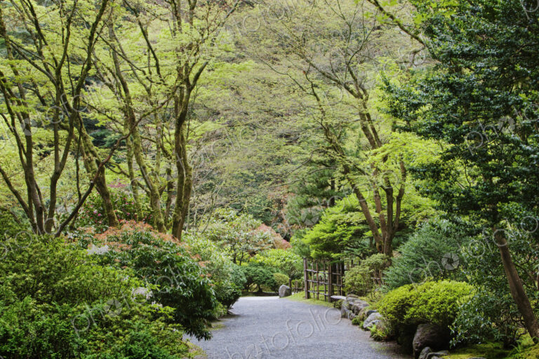 Gravel walkway in Japanese Garden, Portland, Oregon, United States
