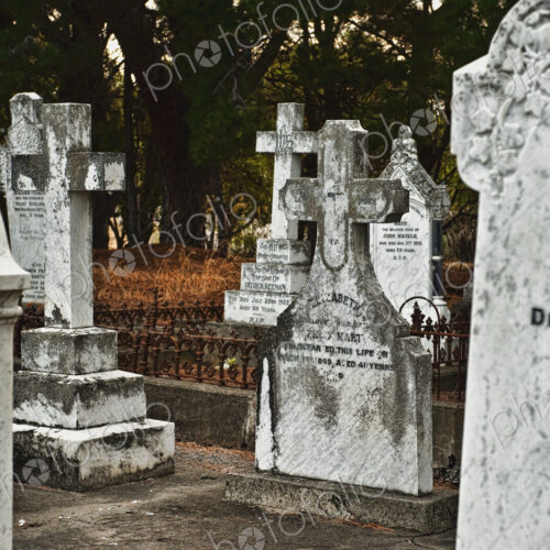 Gravestones In Graveyard
