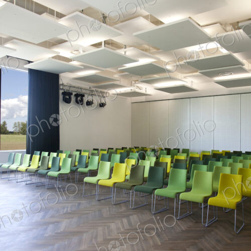 Green Chairs in a Presentation Room Green Chairs in a Presentation Room
