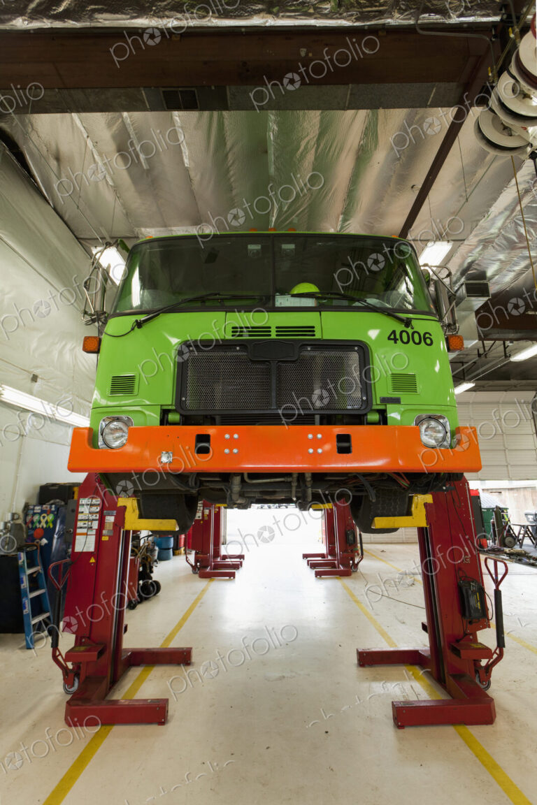 Green Garbage Truck Maintenance