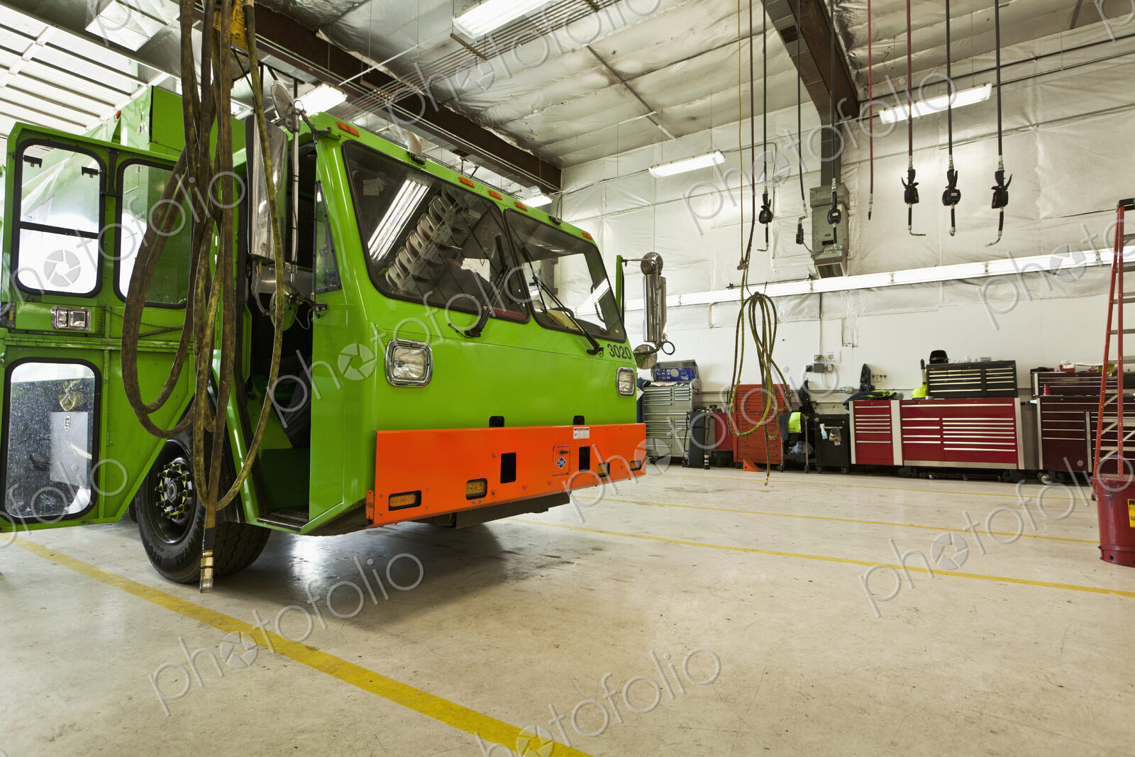 Green Garbage Truck Maintenance
