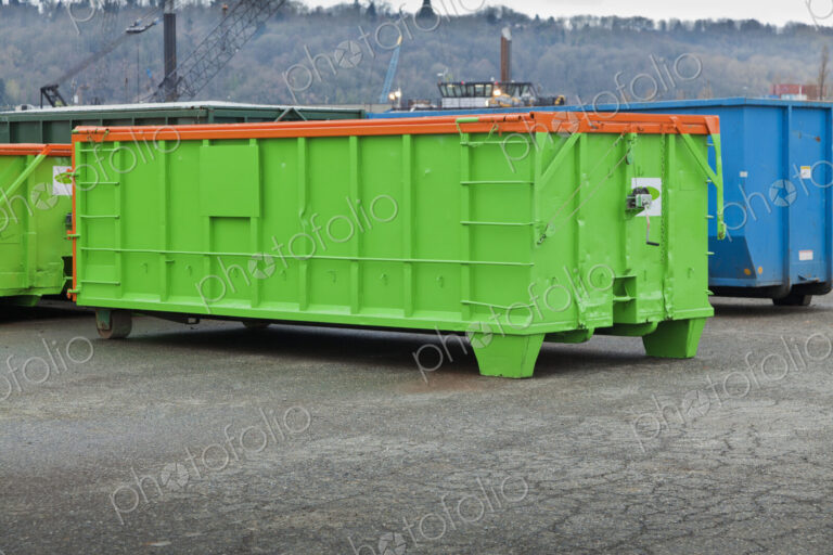 Green Metal Trash Container
