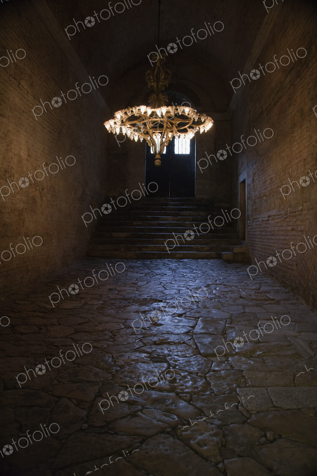 Hagia Sophia Grand Mosque, the dark interior of a historic building, former mosque and…