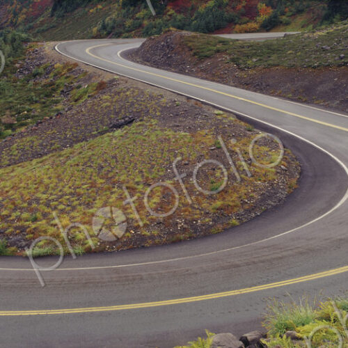 Hairpin bend on a mountain road in the Mt. Baker Snoqualimie National Forest Hairpin bend on a mountain road in the Mt. Baker Snoqualimie National Forest