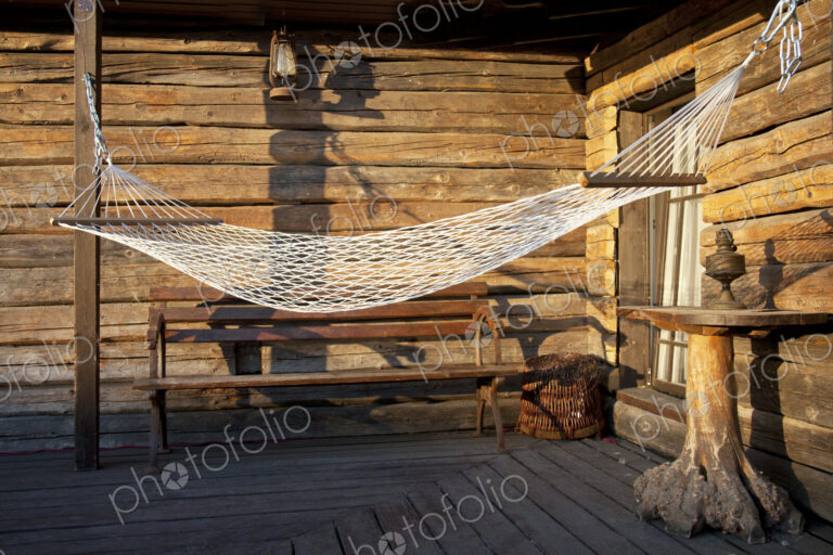 Hammock on a Cabin Porch