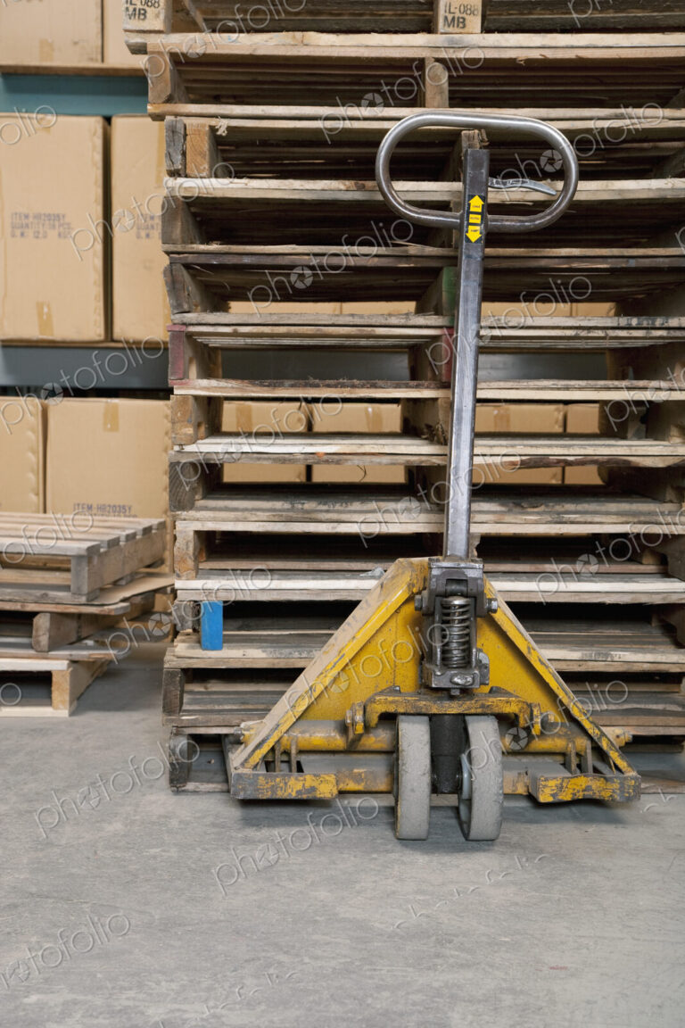 Hand Truck and Wooden Pallets