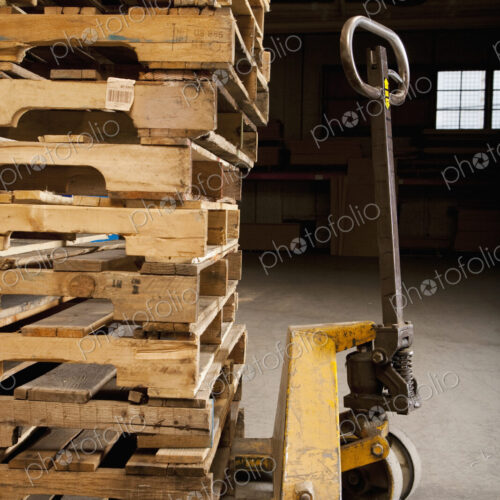Hand Truck and Wooden Pallets Hand Truck and Wooden Pallets