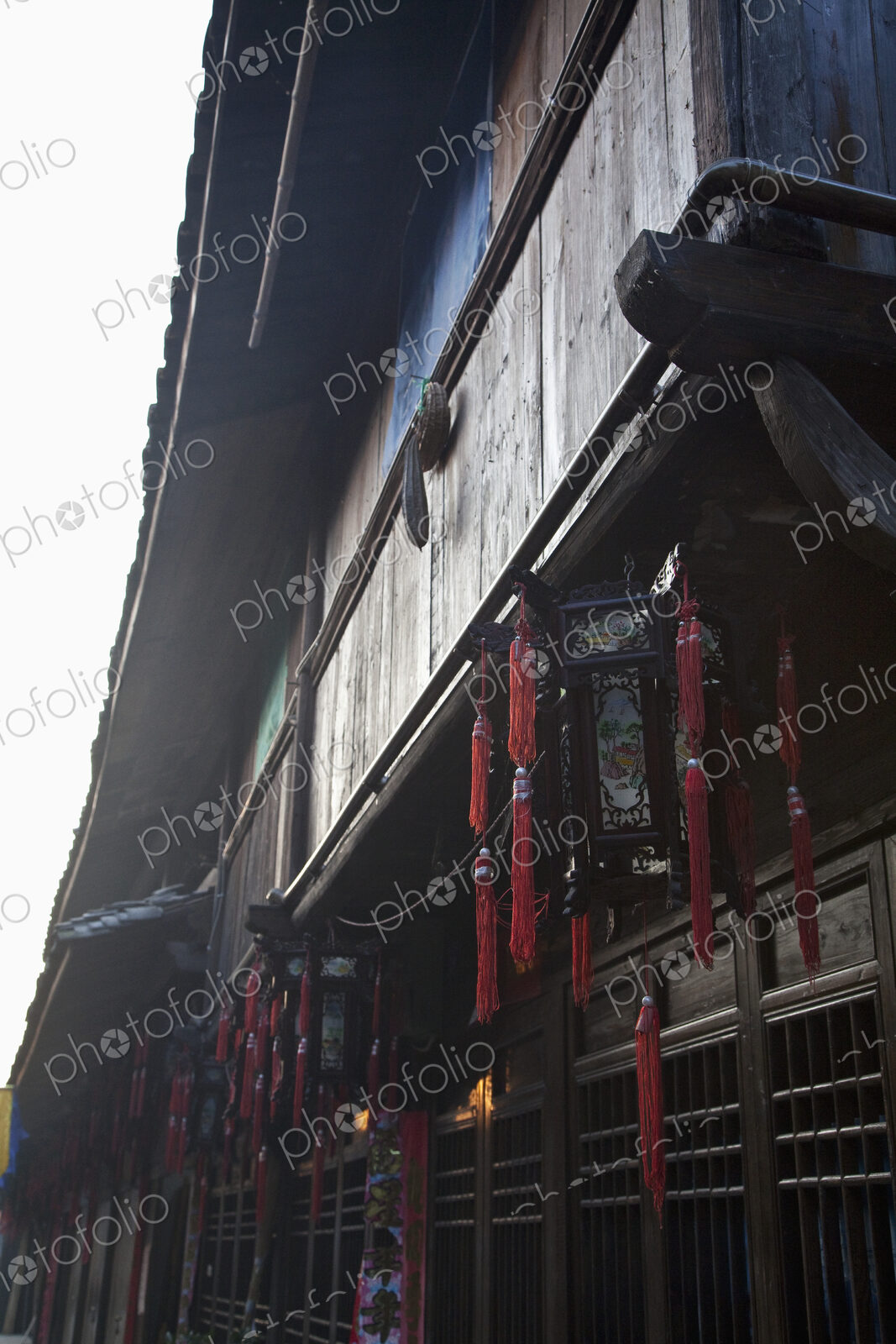 Hanging Red Decorations on Building