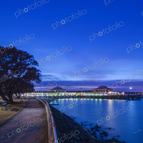 Harbor lit up at night