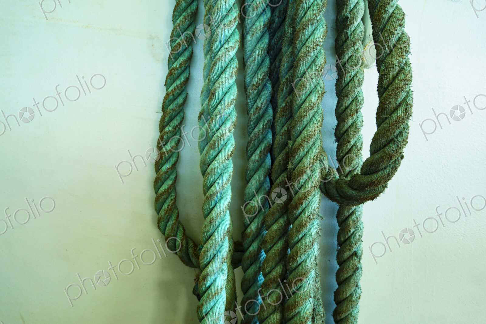 Heavy rope hanging inside Washington State Ferry, WA USA