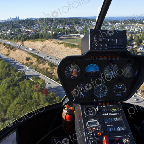 Helicopter In Flight Over Freeway Helicopter In Flight Over Freeway