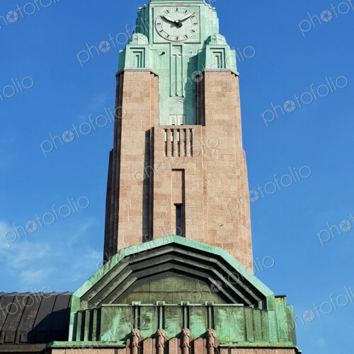 Helsinki Railway Station building, clad in granite,designed by Eliel Saarinen and…