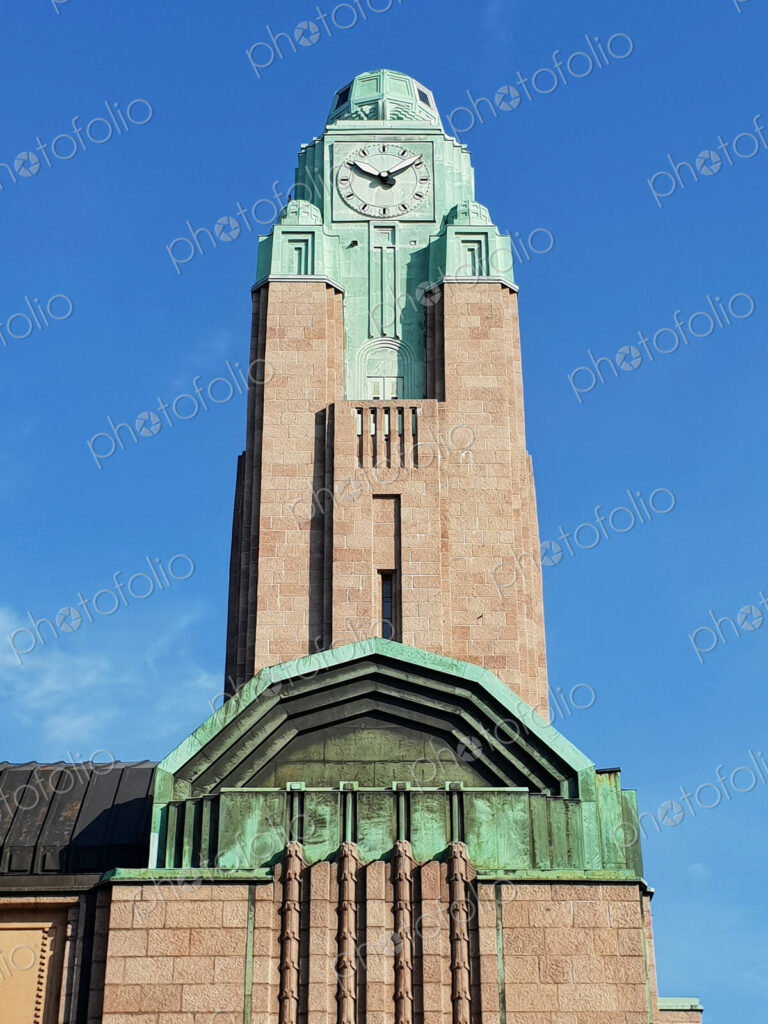 Helsinki Railway Station building, clad in granite,designed by Eliel Saarinen and…