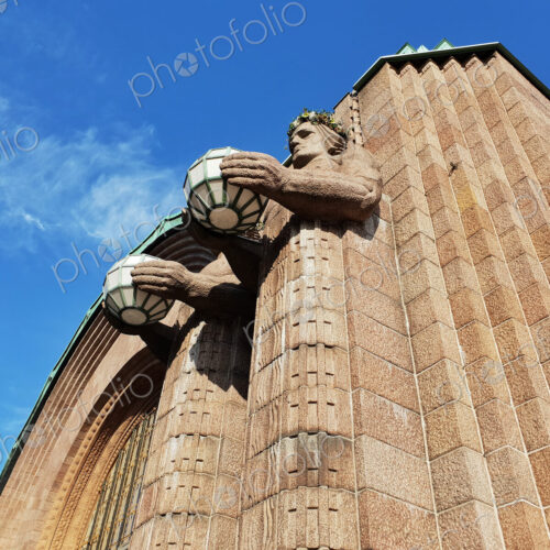 Helsinki Railway Station building, clad in granite,designed by Eliel Saarinen and…